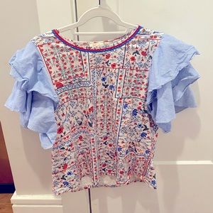 Anthropologie Ruffle Sleeve Shirt